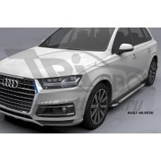Пороги алюминиевые (Brillant) Audi (Ауди) Q7 (2015-) (серебр) без панорамной крыши