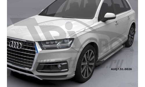 Пороги алюминиевые (Sapphire Silver) Audi (Ауди) Q7 (2015-) без панорамной крыши на Audi Q7 (2015-) 