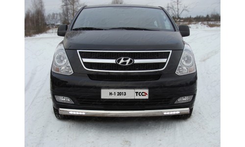 Защита передняя нижняя (с ходовыми огнями) 75х42 мм код HYUNH113-08 на Hyundai H1 Starex (2013-2018) 