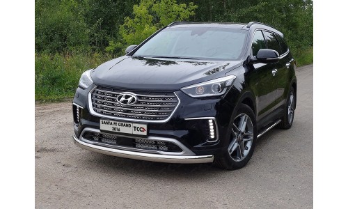 Защита передняя нижняя (овальная) 75х42 мм код HYUNSFGR16-01 на Hyundai Santa Fe Grand (2016-) 