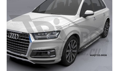 Пороги алюминиевые (Corund Silver) Audi (Ауди) Q7 (2015-) без панорамной крыши на Audi Q7 (2015-) 