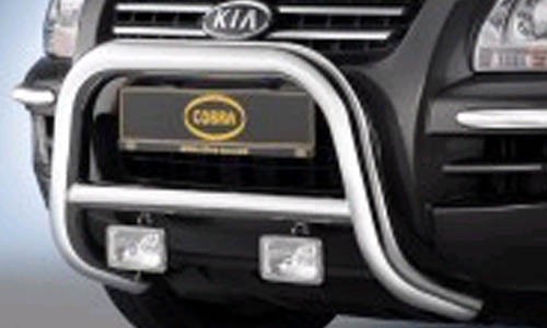 Передняя защита 80 мм, полир. нерж. сталь (2005-2007) на Kia Sportage (2005 - 2007) 