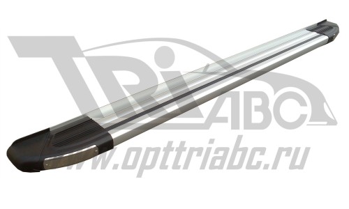 Пороги алюминиевые (Brillant) Audi (Ауди) Q7 (2015-) (серебр) с панорамной крышей на Audi Q7 (2015-) 