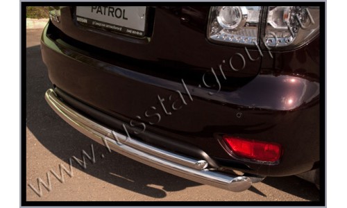Защита заднего бампера 76/42 мм полир. нерж. сталь на Nissan Patrol (2010-2013) 