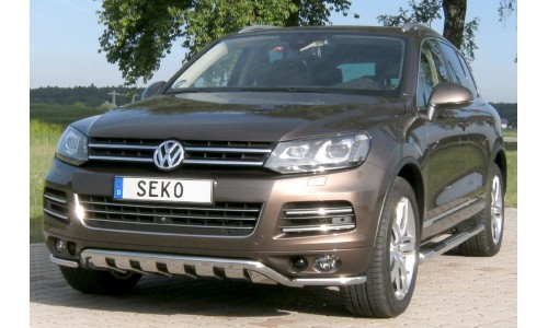 Передняя защита 50 мм с поперечными пластинами, полир. нерж. сталь Volkswagen Touareg на Volkswagen Touareg (2010-2014) 