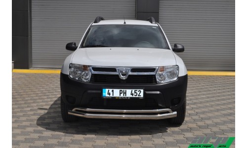 Защита переднего бампера 40/70 мм, полированная нержавеющая сталь на Renault Duster (2011-2014) 
