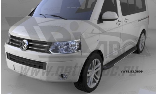 Пороги алюминиевые (Onyx) Volkswagen T5 / T6 Caravelle/Trans. (короткая база) на Volkswagen Multivan T5 (20010-2015) 