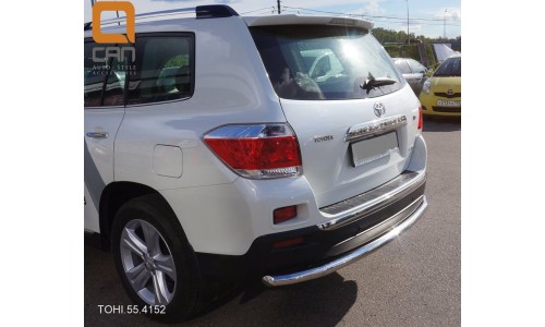 Защита заднего бампера Toyota Highlander (Тойота Хайлендер) (2010-2013) (одинарная) d 60 на Toyota Highlander (2010-2013) 