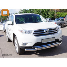 Защита переднего бампера Toyota Highlander (Тойота Хайлендер) (2010-2013) (двойная) d 60/60