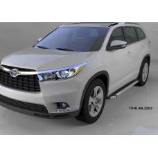 Пороги алюминиевые (Brillant) Toyota Highlander (Тойота Хайлендер) (2014-) (черн/нерж)