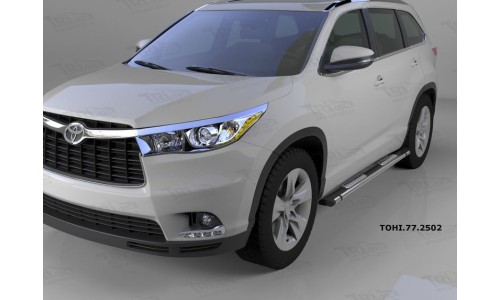 Пороги алюминиевые (Emerald Black) Toyota Highlander (Тойота Хайлендер) (2014-) на Toyota Highlander (2014-2016) 