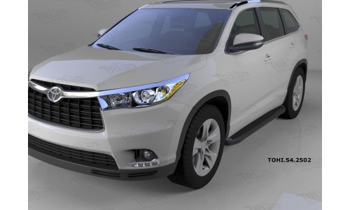 Пороги алюминиевые (Sapphire Black) Toyota Highlander (Тойота Хайлендер) (2014-) на Toyota Highlander (2014-2016) 