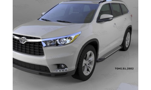 Пороги алюминиевые (Sapphire Silver) Toyota Highlander (Тойота Хайлендер) (2014-) на Toyota Highlander (2014-2016) 