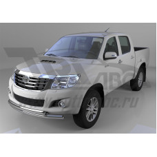 Защита переднего бампера Toyota Hilux (2012-2015) двойная (круг /овал) d 76,1/75х42*