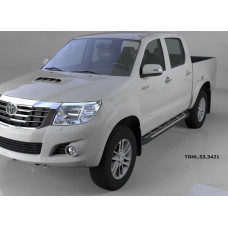 Пороги алюминиевые (Corund Silver) Toyota HiLux(2012-2015)