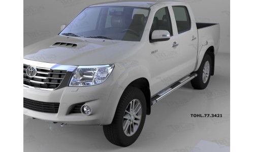 Пороги алюминиевые (Emerald Black) Toyota HiLux (2012-2015) на Toyota Hilux Vigo (2006-2015) 