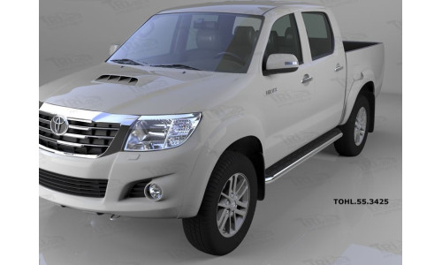 Пороги алюминиевые (Ring) Toyota HiLux (2012-2015) на Toyota Hilux Vigo (2006-2015) 