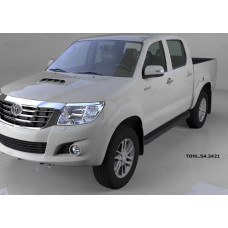 Пороги алюминиевые (Sapphire Black) Toyota HiLux (2012-2015)