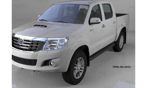 Пороги алюминиевые (Sapphire Black) Toyota HiLux (2012-2015) на Toyota Hilux Vigo (2006-2015) 