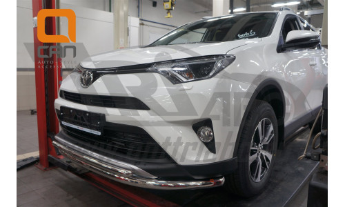 Защита переднего бампера Toyota RAV 4 (2016-) (двойная) d60/42 на Toyota Rav4 (2015-) 