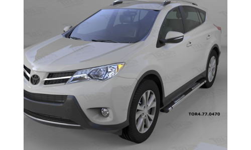 Пороги алюминиевые (Emerald Black) Toyota RAV4 (Тойота РАВ4) (2013-/ 2015-) силовой крепеж на Toyota Rav4 (2013-2015) 