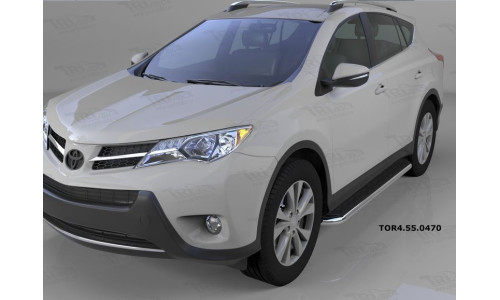 Пороги алюминиевые (Ring) Toyota RAV4 (Тойота РАВ4) (2013-/ 2015-) силовой крепеж на Toyota Rav4 (2013-2015) 