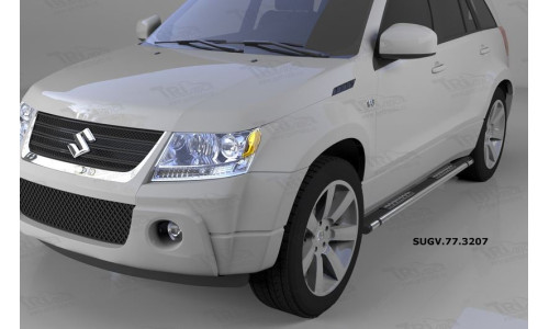 Пороги алюминиевые (Emerald Black) Suzuki Grand Vitara (2006-2010-) на Suzuki Grand Vitara (5 дв.) (2005-2008) 