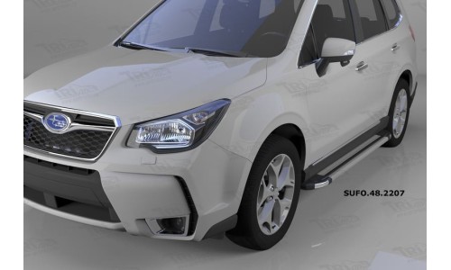 Пороги алюминиевые (Brillant) Subaru Forester (2013-) (серебр) на Subaru Forester (2013-2015) 