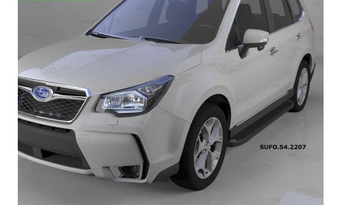 Пороги алюминиевые (Sapphire Black) Subaru Forester (2013-) на Subaru Forester (2013-2015) 