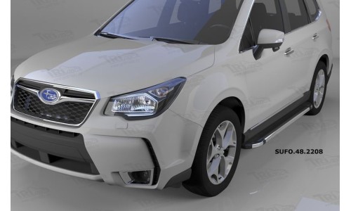 Пороги алюминиевые (Brillant) Subaru Forester (2013-) (черн/нерж) на Subaru Forester (2013-2015) 