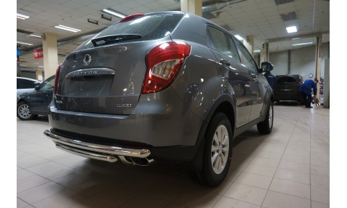 Защита заднего бампера Ssang Yong Actyon (Ссанг Йонг Актион) (2013-) (двойная) d 60/60 на Ssang Yong Actyon (2013-) 