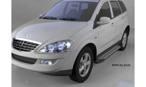 Пороги алюминиевые (Sapphire Silver) Ssang Yong Kyron (Ссанг Йонг Кайрон) (2006-) на Ssang Yong Kyron (2007-) 