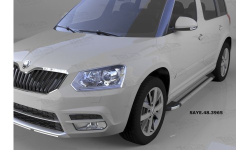 Пороги алюминиевые (Brillant) Skoda Yeti (Шкода Ети) (2009-) (серебр) на Skoda Yeti (2009-2013) 
