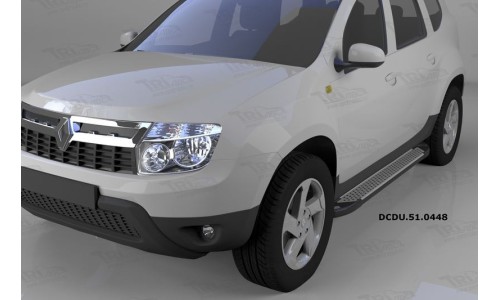 Пороги алюминиевые (Sapphire Silver) Renault Duster (Рено Дастер) (2012-) / Nissan Terrano (2014-) на Renault Duster (2011-2014) 