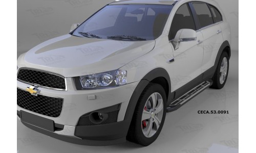 Пороги алюминиевые (Corund Silver) Chevrolet Captiva (Шевроле Каптива) (2006-2010-)/Opel Antara (Опе на Chevrolet Captiva (2006-2012) 