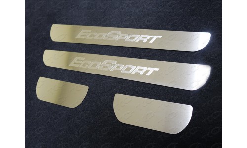 Накладки на пороги (лист шлифованный надпись EcoSport) код FORECOSPOR14-26 на Ford Ecosport (2014-) 