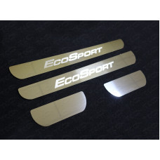 Накладки на пороги (лист зеркальный надпись EcoSport) код FORECOSPOR14-25