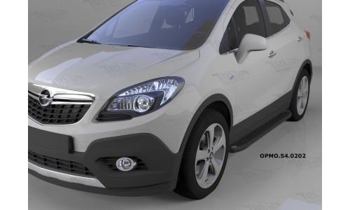 Пороги алюминиевые (Sapphire Black) Opel Mokka (2012-) на Opel Mokka (2012-) 