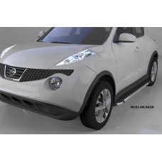 Пороги алюминиевые (Brillant) Nissan Juke (2011-) (черн/нерж)