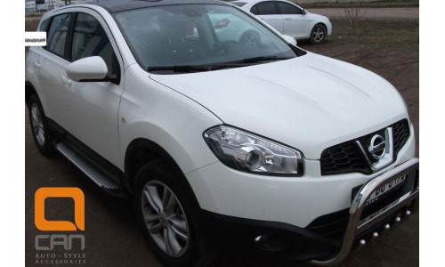 Пороги алюминиевые (Sapphire Silver) Nissan Qashqai (Ниссан Кашкай) (2006-2014) на Nissan Qashqai (2007-2010) 