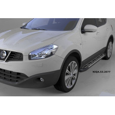 Пороги алюминиевые (Corund Silver) Nissan Qashqai (Ниссан Кашкай) (2006-2014)