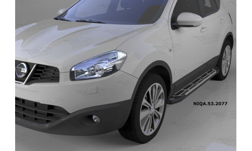 Пороги алюминиевые (Corund Silver) Nissan Qashqai (Ниссан Кашкай) (2006-2014) на Nissan Qashqai (2007-2010) 