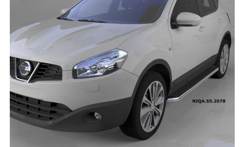 Пороги алюминиевые (Ring) Nissan Qashqai (Ниссан Кашкай) (2006-2014) на Nissan Qashqai (2007-2010) 