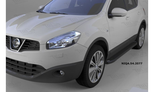 Пороги алюминиевые (Sapphire Black) Nissan Qashqai (Ниссан Кашкай) (2006-2014) на Nissan Qashqai (2007-2010) 