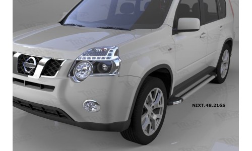 Пороги алюминиевые (Brillant) Nissan X-Trail (Ниссан Икстрейл) (2007-2010-2014) (серебр) на Nissan X-Trail T31 (2007-2010) 