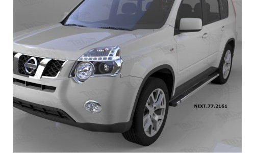 Пороги алюминиевые (Emerald Black) Nissan X-Trail (Ниссан Икстрейл) (2007-2010-2014) на Nissan X-Trail T31 (2007-2010) 