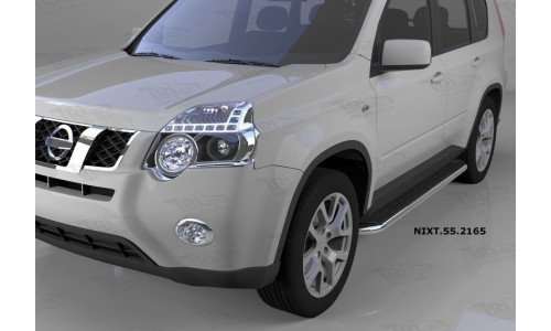 Пороги алюминиевые (Ring) Nissan X-Trail (Ниссан Икстрейл) (2007-2010-2014) на Nissan X-Trail T31 (2007-2010) 