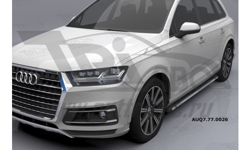 Пороги алюминиевые (Emerald Black) Audi (Ауди) Q7 (2015-) без панорамной крыши на Audi Q7 (2015-) 