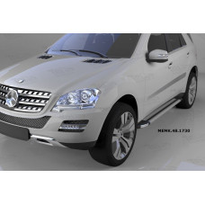 Пороги алюминиевые (Brillant) Mercedes ML W164 (2006-2011) (серебр)