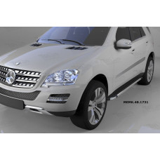 Пороги алюминиевые (Brillant) Mercedes ML W164 (2006-2011) (черн/нерж)